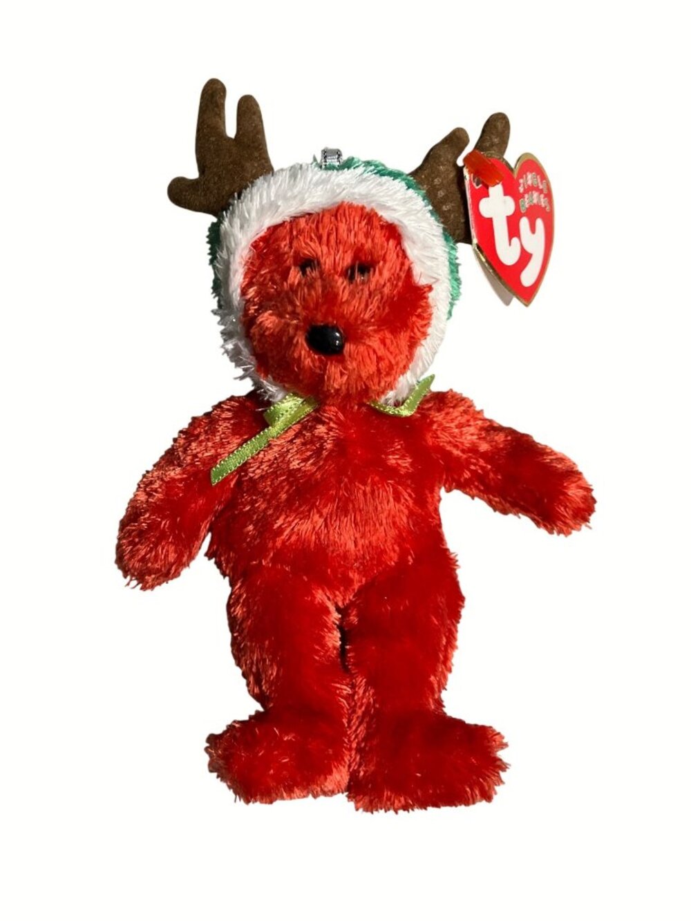 Ty Jingle Beanies Holiday Teddy Plush With Antlers and Hat 2002